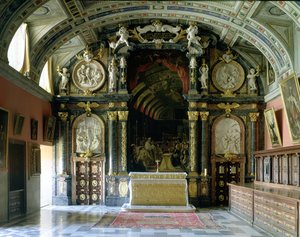 De aanbidding door Carlos II van de heilige vorm, uit de sacristie door Claudio Coello